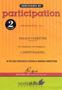 Certificate of participation Mitchell De Kretser