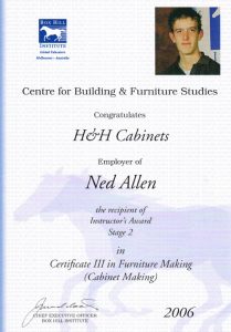 Certificate in furniture making Ned Allen