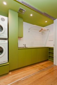 Green Laundry Room Cabinets