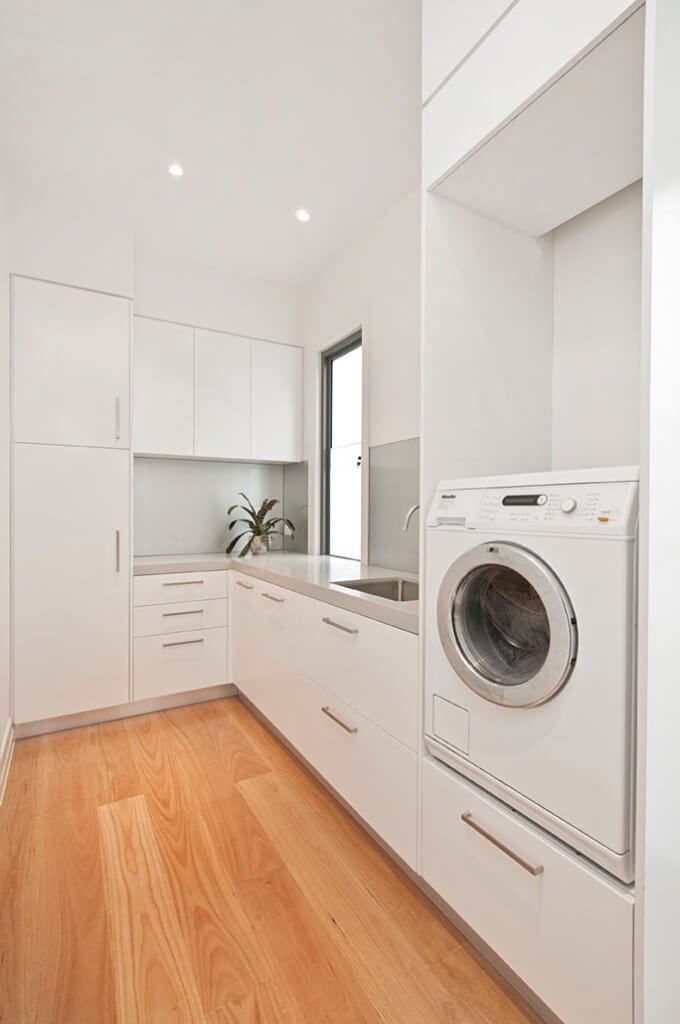 Laundry cabinets and shelves