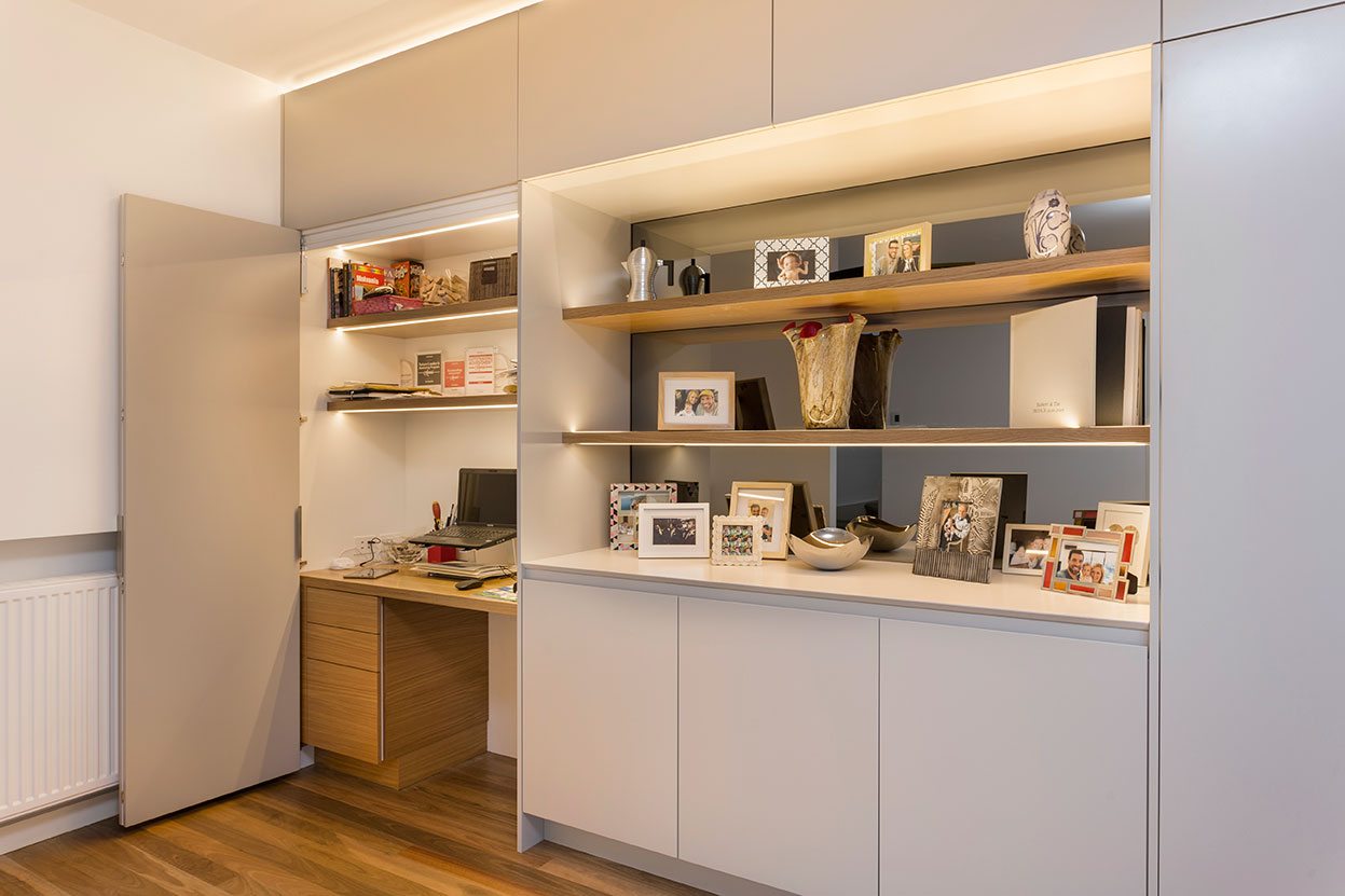 Home office built in kitchen cabinets